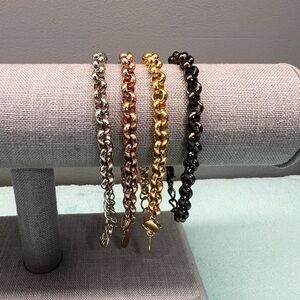Elegant Stainless Steel Chain Bracelet Set in Silver, Rose Gold, Gold, and Black